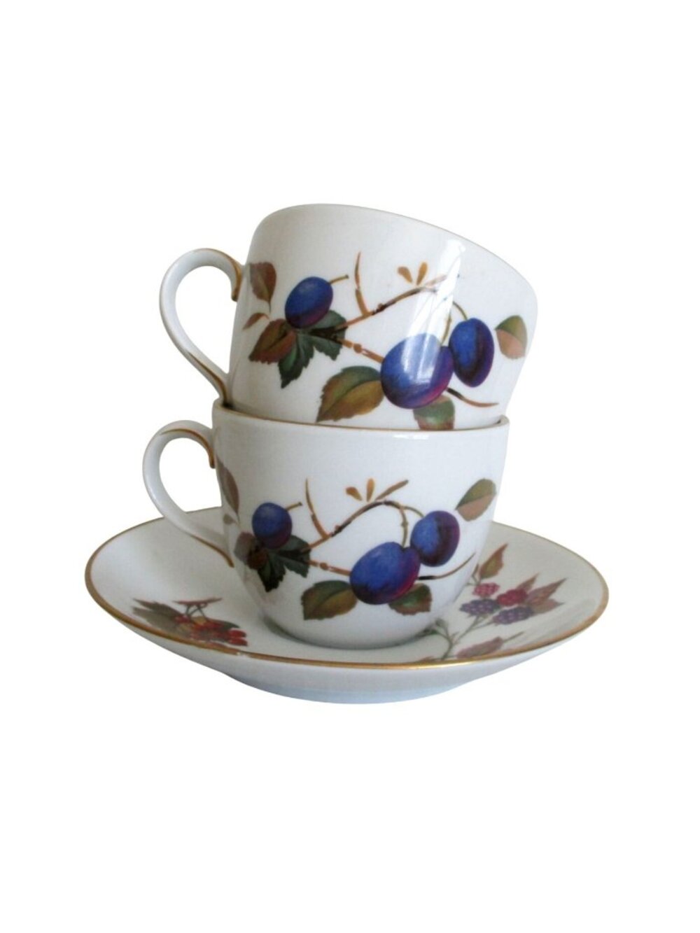 Royal Worcester Evesham Gold 2 Tea Cups & 1 Saucer Vintage Dinnerware